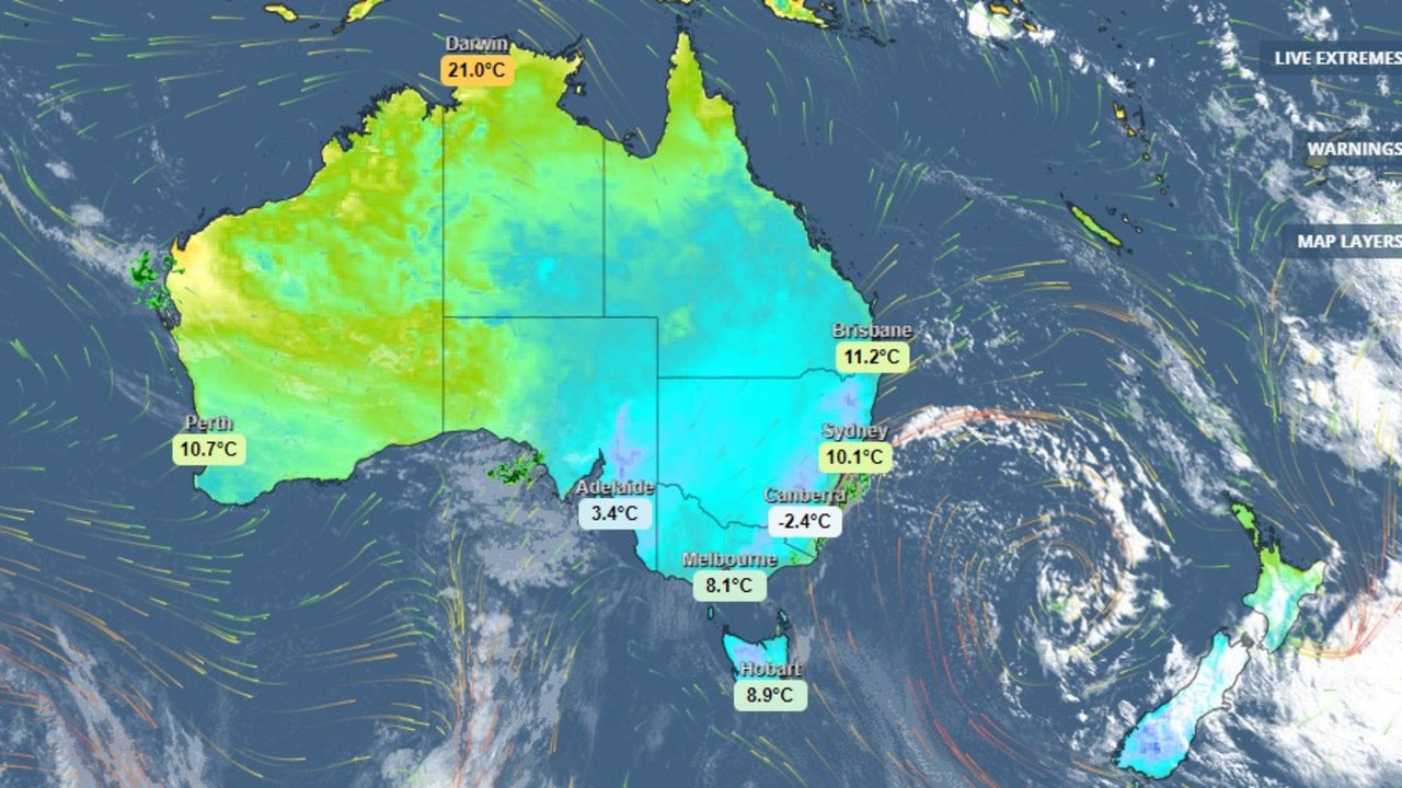 A low across the Tasman Sea is causing large swells on Australia’s east coast. Picture: WeatherZone