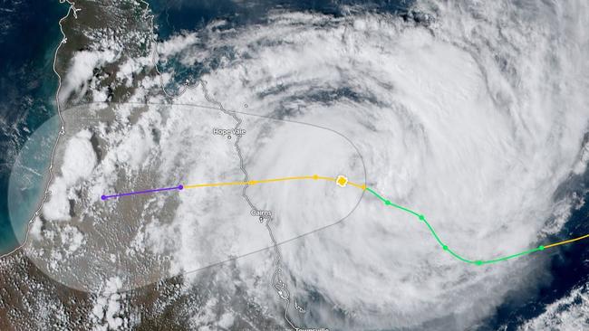 A satellite image showing Tropical Cyclone Jasper at 3.30pm on Tuesday, courtesy of Zoom Weather.