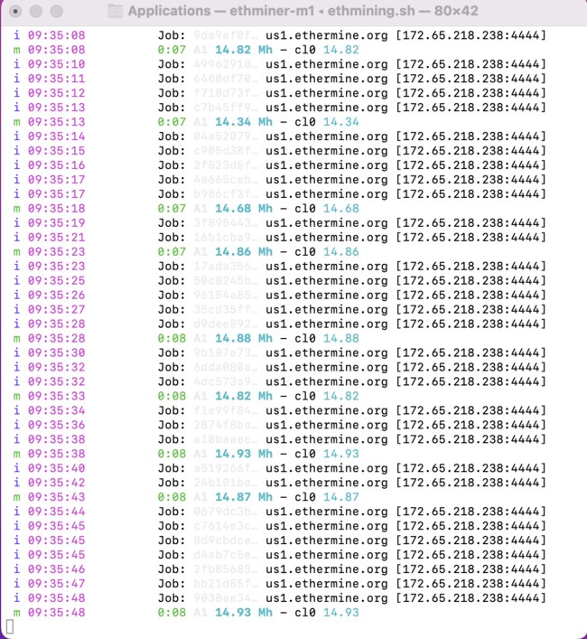 Mining ethereum with the Apple Mac Studio and M1 Ultra processor.