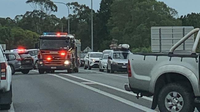 The scene of a serious crash along the Sunshine Motorway at Coolum Beach on May 30, 2021. Picture: Contributed