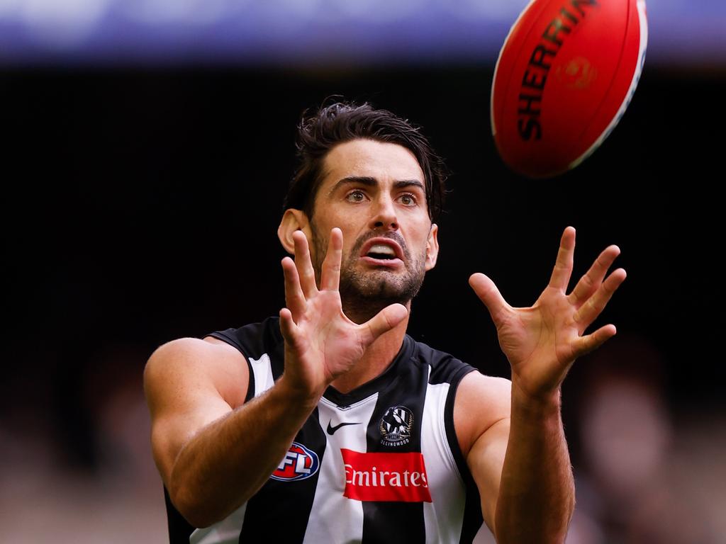 Short term, the Pies would like Brodie Grundy in the ruck. Picture: Michael Willson/AFL Photos via Getty Images