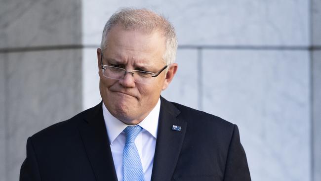 Scott Morrison: ‘We are on the road back. I am so pleased that one week down from announcing that three-step process, that states and territories are overwhelmingly moving through step one’. Picture: Getty Images