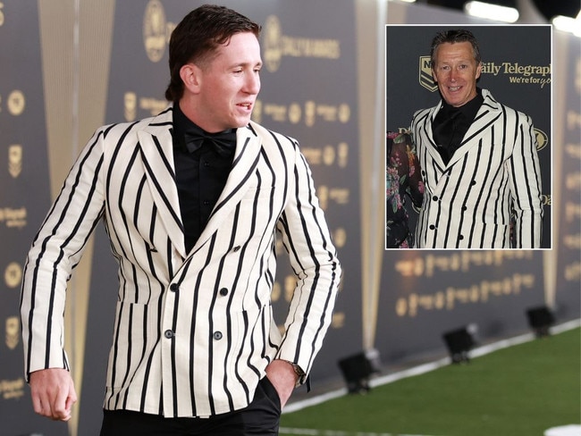 Cooper Johns paid tribute to his old coach with his choice of suit. Pictures: News Corp Australia