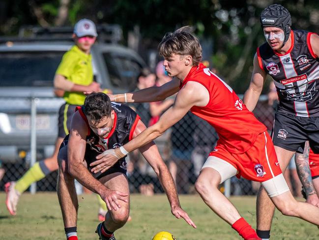 Eastern Swans vs North Mackay Saints in the AFL Mackay 2024 grand final at Bakers Creek. Picture: Daniel McLean Photography