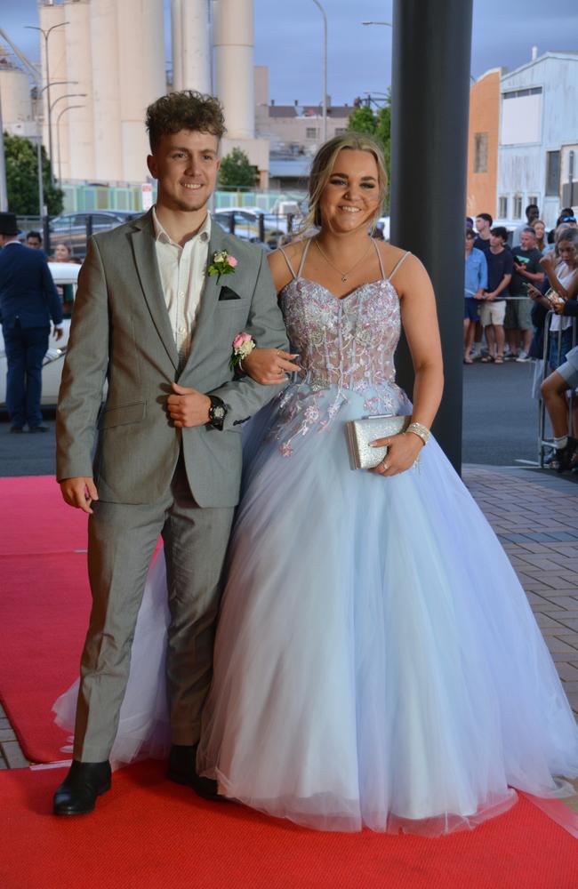 Toowoomba school formals. At the 2023 St Ursula's College formal is graduate Charlotte Taylor with her partner Kyle Snow. Picture: Rhylea Millar