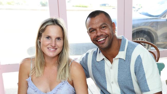 Kurtley Beale with his wife Maddi at Sean's Panorama in North Bondi. Picture: Damian Shaw