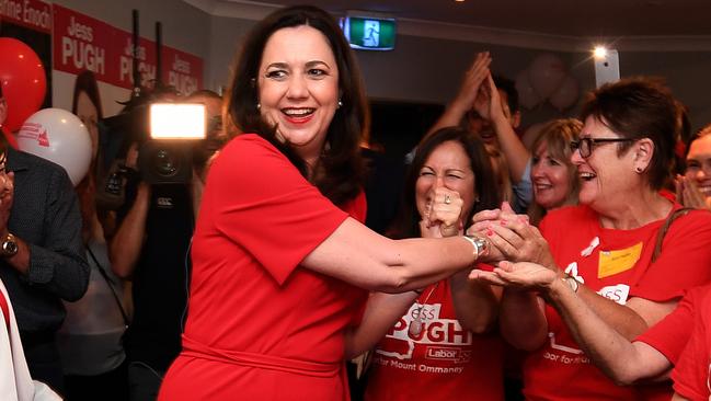 Queensland Premier Annastacia Palaszczuk is greeted by supporters.