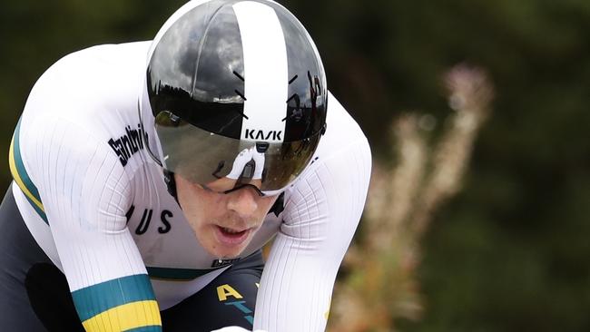 Australia's Rohan Dennis competes on his way to win the men's elite individual time trial event, at the road cycling World Championships. Picture: AP Photo/Manu Fernandez.