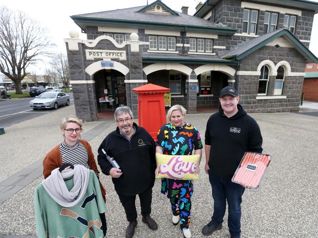 Lakes and creator country: Camperdown has gained a number of new stores in the past 18 months. Shop owners from left: HereFashion’s Lily Currell, Cellarbrations owner Barry Phillips, Excuse Me fashion’s Kate Kent and The Butcher’s Cut owner MarlinWalsh. Picture: Andy Rogers