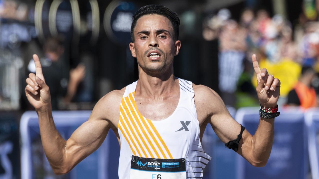 Othmane El Goumri crossed the finish line with an impressive 2:08:20. Picture: NCA NewsWire / Monique Harmer