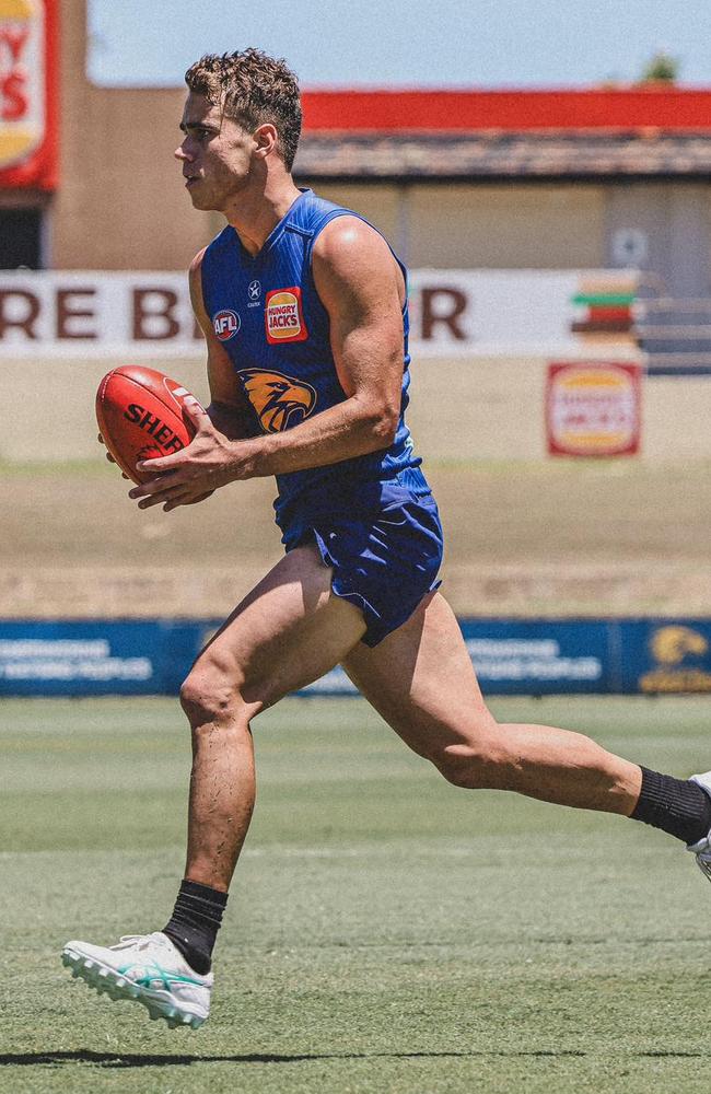 Elijah Hewett impressed during the hitout. Picture: West Coast Eagles