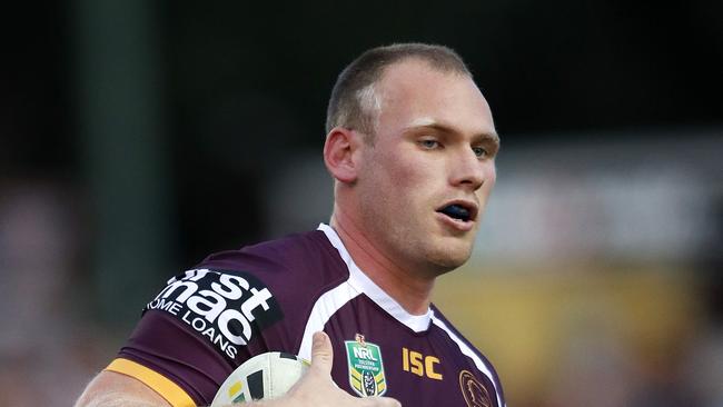 Broncos' Matt Lodge during the Brisbane Broncos and Gold Coast Titans pre-season NRL match at the Clive Berghofer Stadium, Toowoomba, Saturday, 17th of February 2018. (AAP Image/Josh Woning)