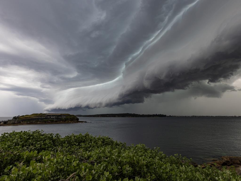 A shelf cloud formed near Sydney Airport on Monday afternoon. This picture were shot from La Perouse. Picture: Daniel Shaw / Severe Weather Australia