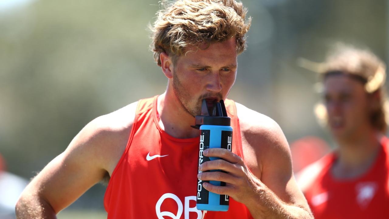 Will Gould cools down during a Swans pre-season training session.