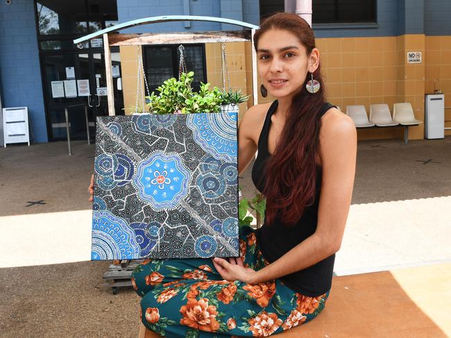 In preparation for the inaugural Darwin basketball indigenous round Lightning Basketball have asked a former junior Rochelle Minberrignully Fejo-Tasker to design their jersey. Picture KATRINA BRIDGEFORD