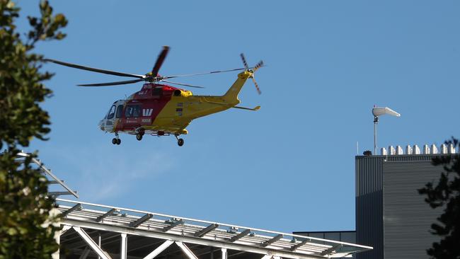 Westpac Rescue chopper arrives at Gold Coast University Hospital. Picture Glenn Hampson