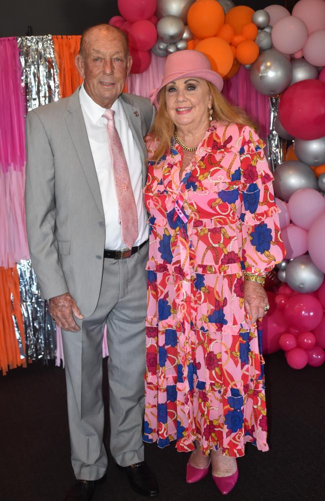 Bob and Wendy Mulry at the Rockhampton Jockey Club's Pink Ribbon Stradbroke Charity Race Day at Callaghan Park on June 15, 2024.