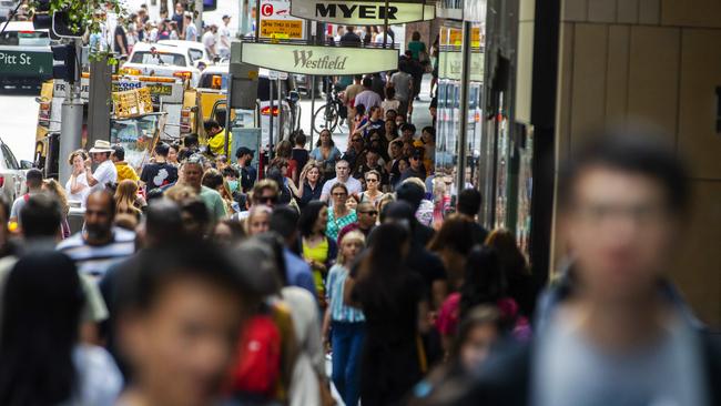 The Sydney CBD was packed with shoppers on Monday. Picture: NCA NewsWire/Jenny Evans