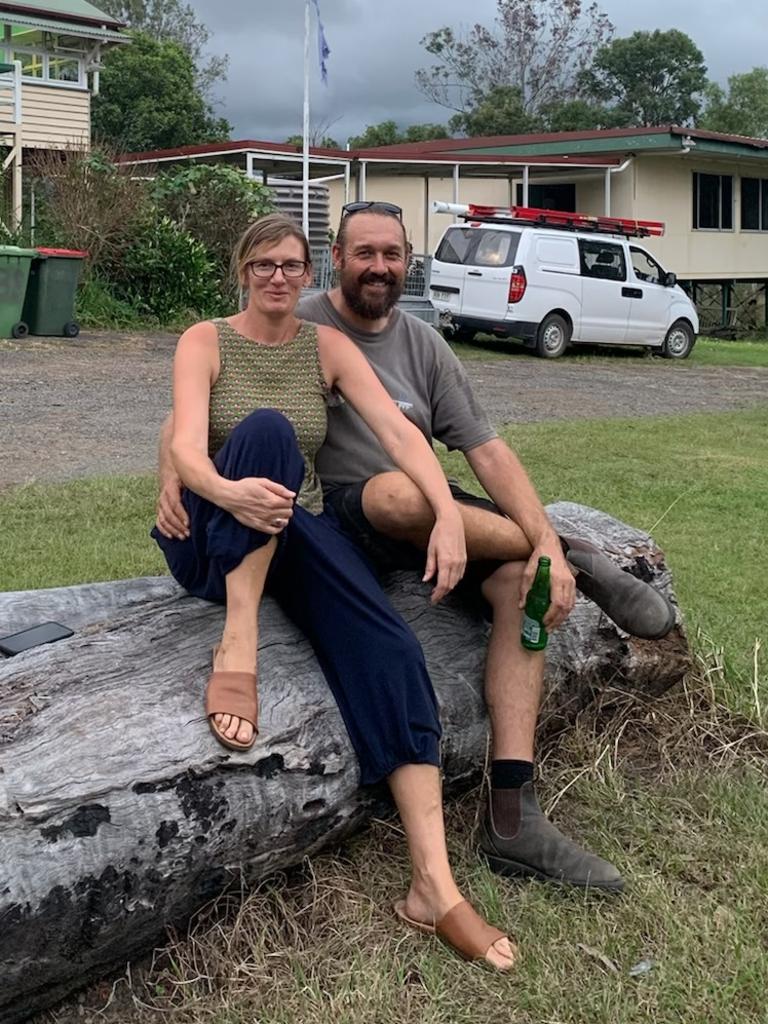 Joe Williams and Daniel Walters after purchasing their property in 2022, before renovations began. Picture: Joe Williams.