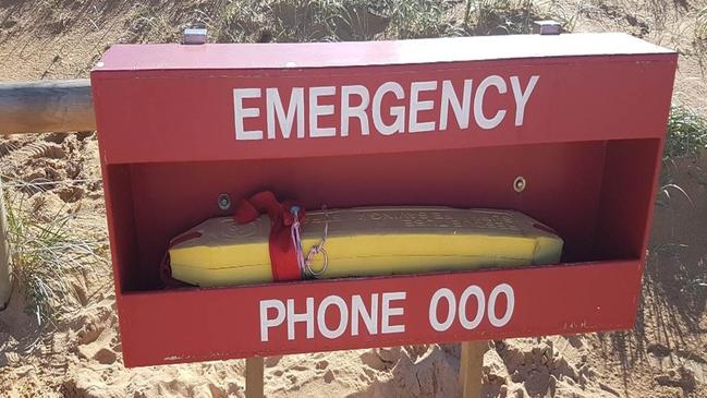 Venus Bay SLSC want to install around 15 flotation devices, like this one from NSW, across five of their beaches to prevent drownings from occurring. Picture: Supplied