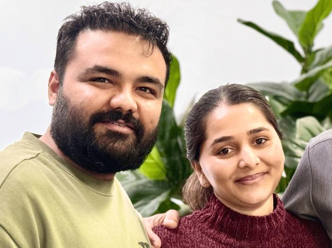 Nikita Chudasama and husband Niral  are expecting their first child after an innovative use of a popular blood treatment., The couple are pictured with a fertility specialist Dr Haider Najjar. Picture: Supplied,