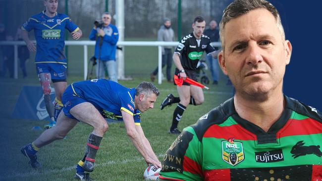 Aussie comedian Adam Hills is chasing a dream to play for the Rabbitohs.