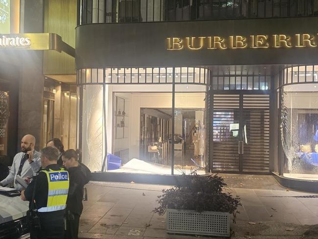 Burberry on Collins St in Melbourne CBD was the target of a ram-raid in April. Picture: supplied
