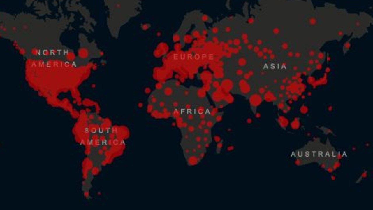 Coronavirus is spreading faster than ever before. Picture: Johns Hopkins University