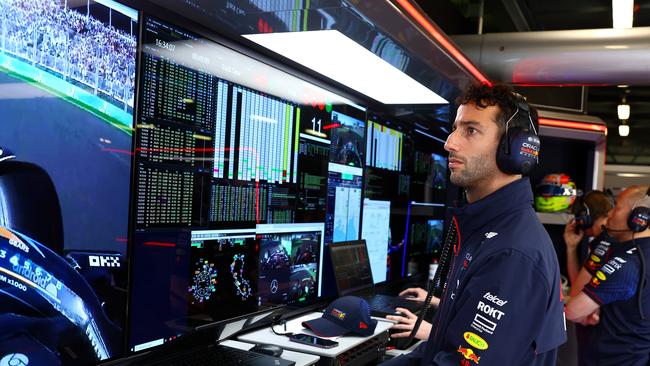 Daniel Ricciardo inside the Red Bull command centre. Photo by Mark Thompson/Getty Images.