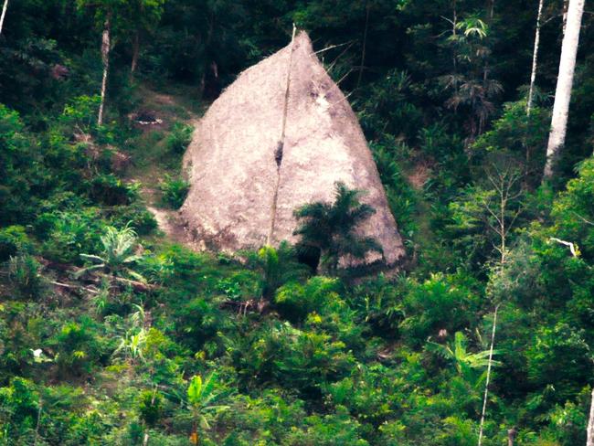 A thatched hut in the indigenous territory Vale do Javari in the Brazilian Amazon forest in the State of Amazonas, near the border with Peru. Picture: Adam Mol/National Indian Foundation