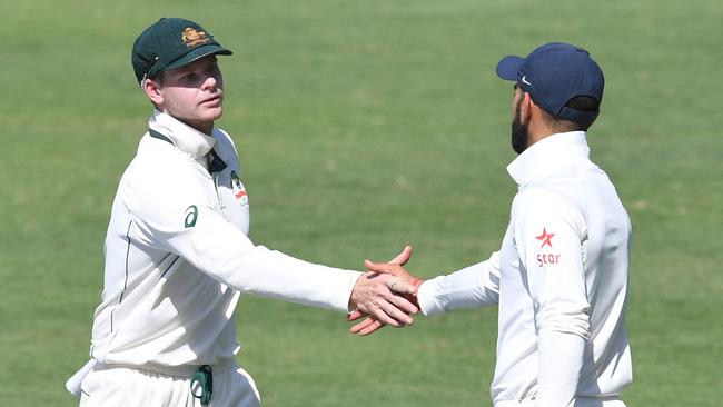 Australia's captain Steve Smith (L) and India's captain Virat Kohli had a fierce on-field rivalry. Picture: AFP