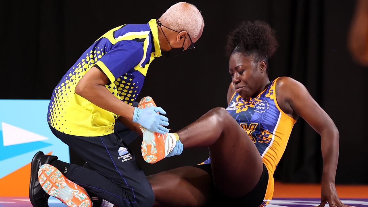 Shonette Azore-Bruce limped off the court. Picture: Mark Kolbe