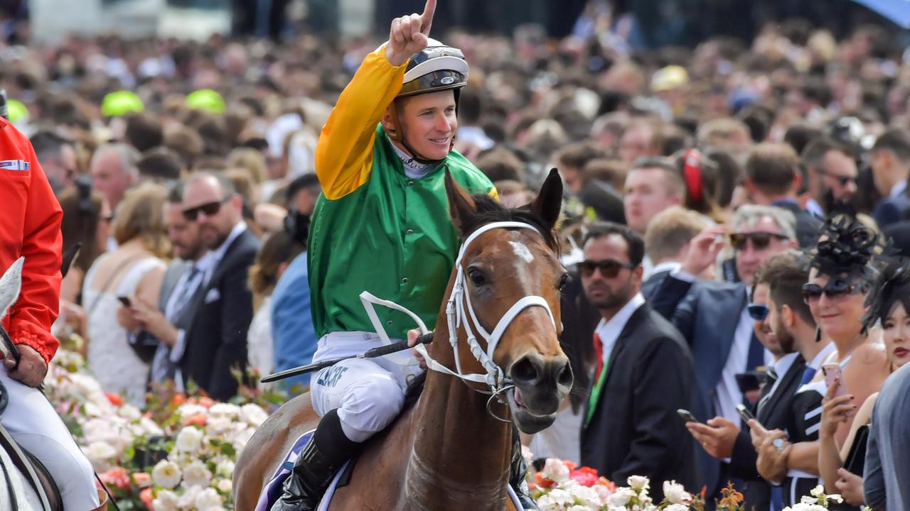 James McDonald returns to the mounting yard after winning the Empire Rose Stakes aboard Shillelagh in 2018. Picture: Getty Images