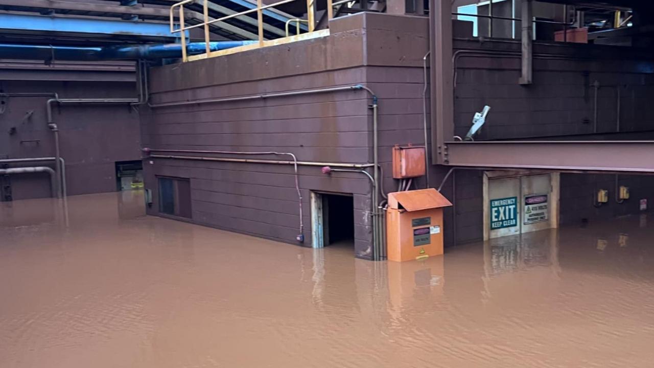 A flooded electrical substation at BHP's iron ore operations. Picture: Supplied