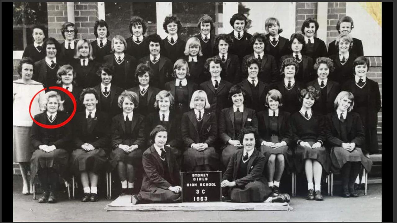 Lyn, circled, in her Sydney Girls High School class photo of 1963. Picture: Supplied