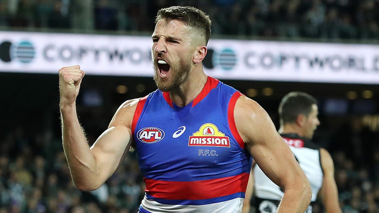 Marcus Bontempelli was massive for the Bulldogs. Picture: Sarah Reed/AFL Photos/Getty Images