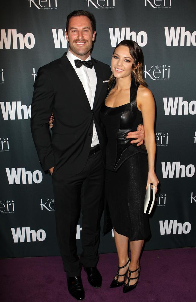 Sasha Mielczarek and Sam Frost at the Who's Most Intriguing Official Party held at the Ananas Bar in The Rocks. Picture: Christian Gilles