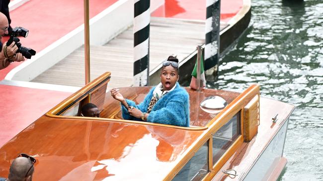 Jennifer Hudson arrived by boat. Picture: Pascal Le Segretain/Getty Images