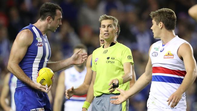 North Melbourne’s Todd Goldstein was left confused following a contentious third man up decision.