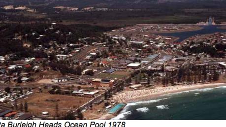 Ocean pool at Burleigh Heads in the late 1970s - and current photograph.