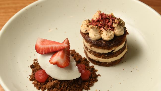 Carob chocolate with strawberry and coconut at Slate. Picture: Tricia Watkinson