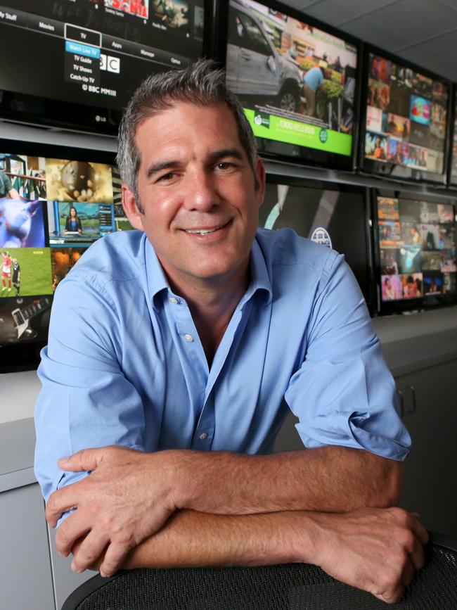 Fetch TV boss Scott Lorson at their offices in North Sydney. Picture: James Croucher