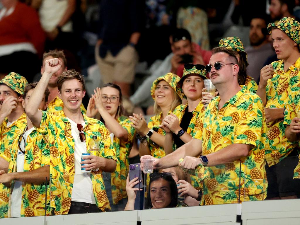 Aussie fans are riding the de Minaur wave. Picture: Kelly Defina/Getty Images