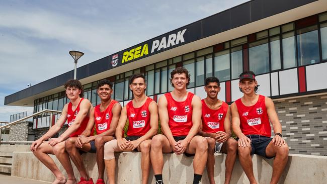 St Kilda’s Oscar Adams (far left) has been suspended over his involvement in a car accident. Getty Images