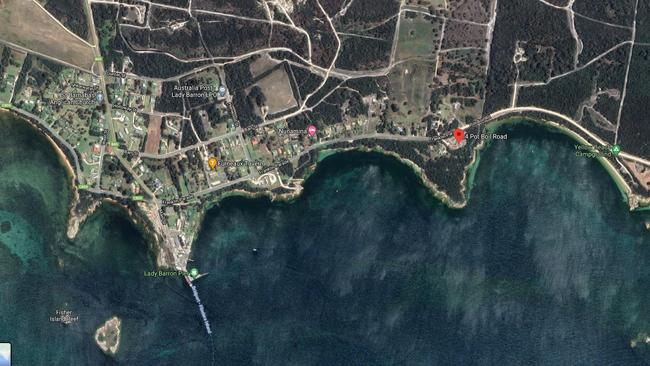 The site of a proposed development at 4 Potboil Rd at White Beach, near Lady Barron on Flinders Island. Picture: Google