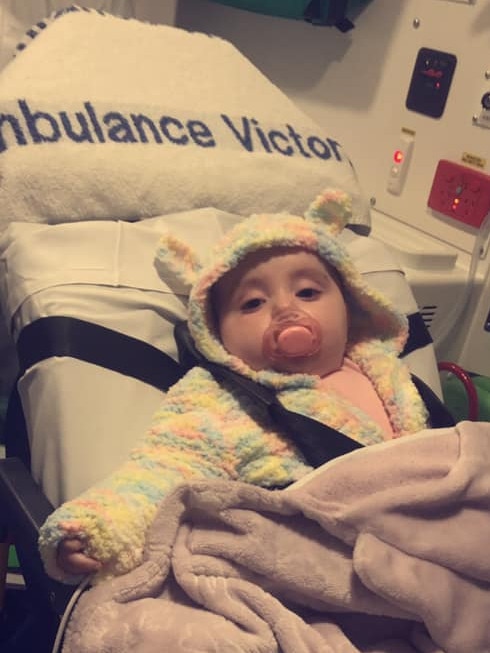 Little Stevie was taken to hospital by ambulance when she struggled to breathe.