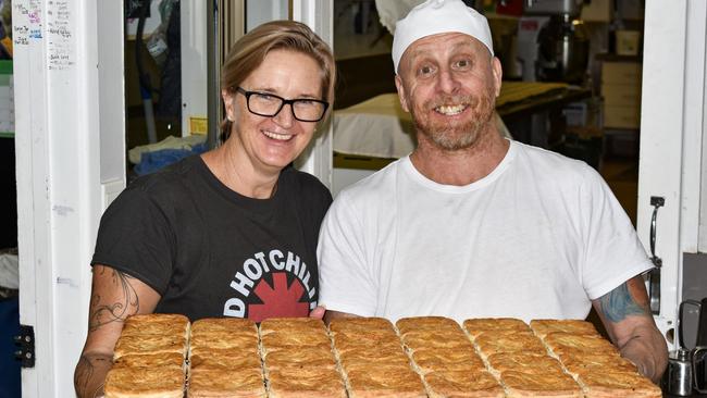 Proserpine Pies and Pastries owners, husband and wife team Kim Hogan and Colin Hogan. Picture: Kirra Grimes