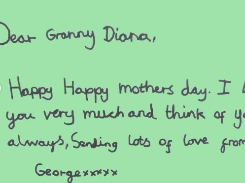 George’s Mother’s Day card says, “I love you very much and think of you always”. Picture: Instagram