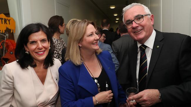 Julia Banks, Rebehka Sharkie and Andrew Wilkie at the parliament gathering.