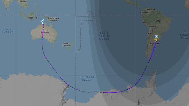 Qantas has made history with the longest continuous flight from Buenos Aires to Darwin.